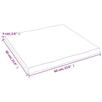 Tischplatte 60x60x(2-4) cm Massivholz Unbehandelt Baumkante