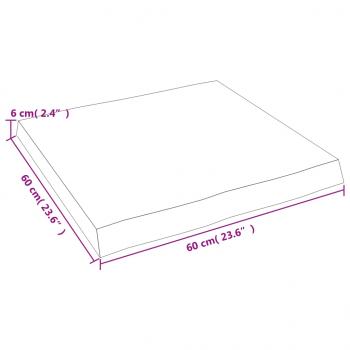 Tischplatte 60x60x(2-6) cm Massivholz Unbehandelt Baumkante