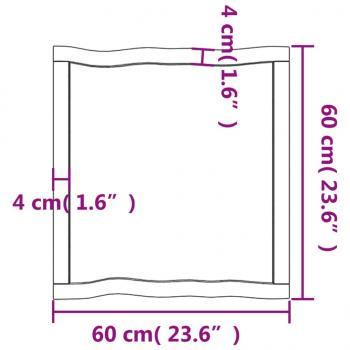 Tischplatte 60x60x(2-6) cm Massivholz Unbehandelt Baumkante