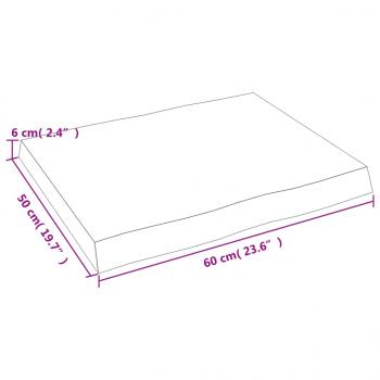 Tischplatte 60x50x(2-6) cm Massivholz Unbehandelt Baumkante