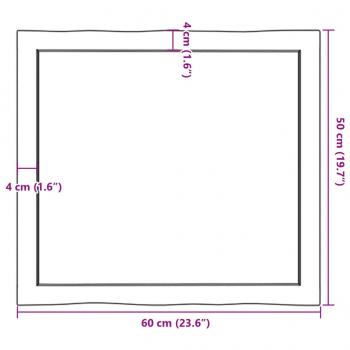 Tischplatte 60x50x(2-6) cm Massivholz Unbehandelt Baumkante