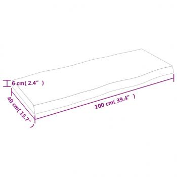 Tischplatte 100x40x(2-6) cm Massivholz Behandelt Baumkante