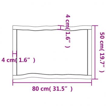 Tischplatte 80x50x(2-6) cm Massivholz Behandelt Baumkante