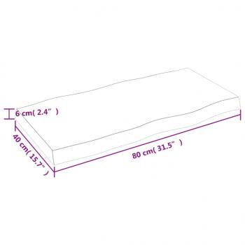 Tischplatte 80x40x(2-6) cm Massivholz Behandelt Baumkante