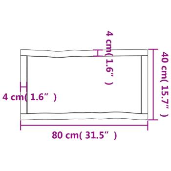 Tischplatte 80x40x(2-4) cm Massivholz Behandelt Baumkante