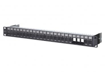 ARDEBO.de - 130920-BK-E Modul 19 Zoll Modulträger 1HE 24 Port schwarz unbestückt, geschirmt