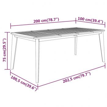 Gartentisch 200x100x75 cm Massivholz Akazie