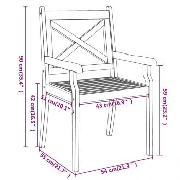 Garten-Essstühle 3 Stk. Massivholz Akazie