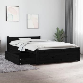 ARDEBO.de - Bett mit Schubladen Schwarz 90x200 cm