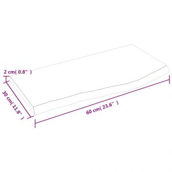 Wandregal Hellbraun 60x30x2 cm Massivholz Eiche Behandelt