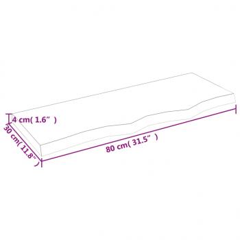 Wandregal Hellbraun 80x30x(2-4) cm Massivholz Eiche Behandelt