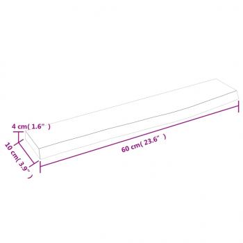 Wandregal Dunkelbraun 60x10x4 cm Massivholz Eiche Behandelt