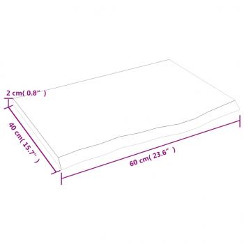 Wandregal Dunkelbraun 60x40x2 cm Massivholz Eiche Behandelt