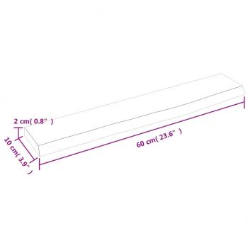 Wandregal Dunkelbraun 60x10x2 cm Massivholz Eiche Behandelt