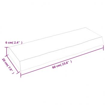 Wandregal Dunkelbraun 60x20x6 cm Massivholz Eiche Behandelt