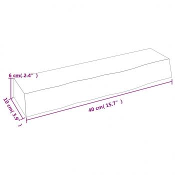 Wandregal Dunkelbraun 40x10x6 cm Massivholz Eiche Behandelt