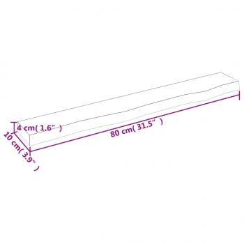 Wandregal Dunkelbraun 80x10x4 cm Massivholz Eiche Behandelt