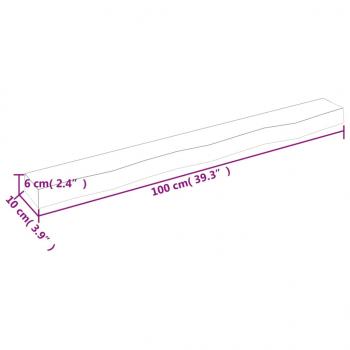 Wandregal Dunkelbraun 100x10x6 cm Massivholz Eiche Behandelt