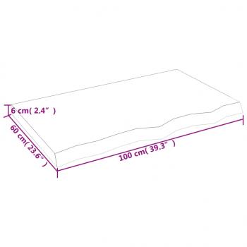 Wandregal Dunkelbraun 100x60x(2-6)cm Massivholz Eiche Behandelt