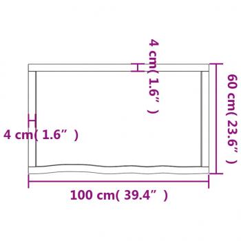 Wandregal Dunkelbraun 100x60x(2-6)cm Massivholz Eiche Behandelt