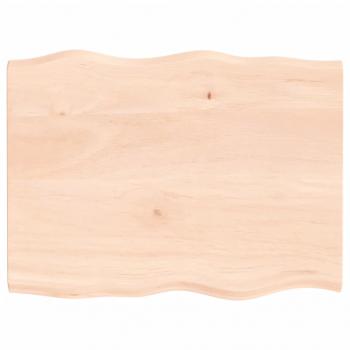 ARDEBO.de - Tischplatte 80x60x2 cm Massivholz Eiche Unbehandelt Baumkante