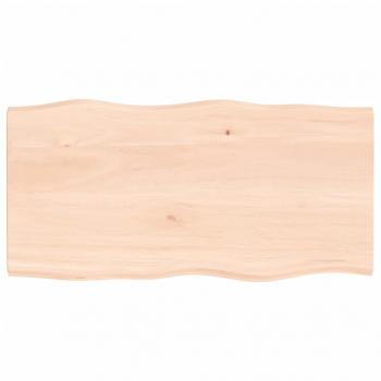 ARDEBO.de - Tischplatte 80x40x2 cm Massivholz Eiche Unbehandelt Baumkante