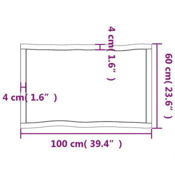 Tischplatte 100x60x(2-4) cm Massivholz Unbehandelt Baumkante