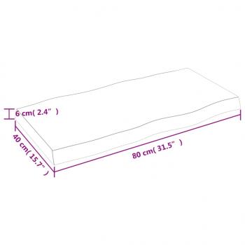 Tischplatte 80x40x(2-6) cm Massivholz Unbehandelt Baumkante