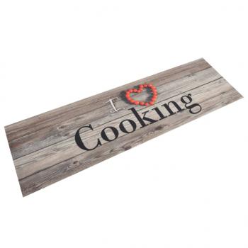 ARDEBO.de - Küchenteppich Waschbar Cooking Grau 45x150 cm Samt