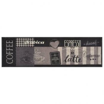 Küchenteppich Waschbar Coffee Schwarz 45x150 cm Samt