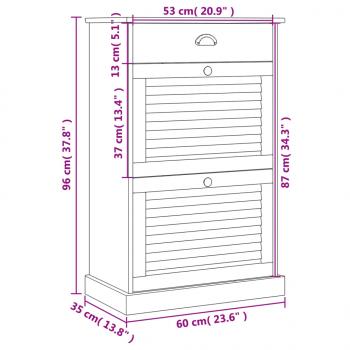 Schuhschrank VIGO 60x35x96 cm Grau Massivholz Kiefer