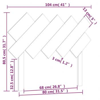 Kopfteil Grau 104x3x80,5 cm Massivholz Kiefer