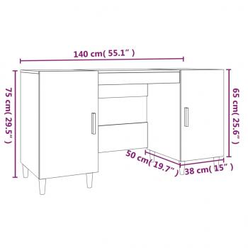 Schreibtisch Betongrau 140x50x75 cm Holzwerkstoff