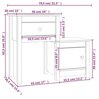 Nachttische 2 Stk. Weiß 79,5x38x65,5 cm Massivholz Kiefer