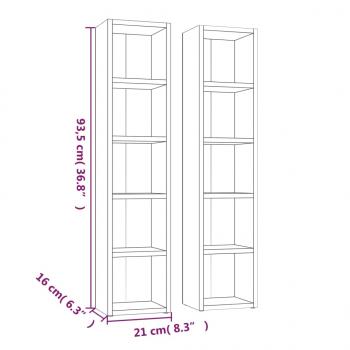 CD-Regale 2 Stk. Grau Sonoma 21x16x93,5 cm Holzwerkstoff