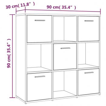 Bücherregal Braun Eichen-Optik 90x30x90 cm Holzwerkstoff