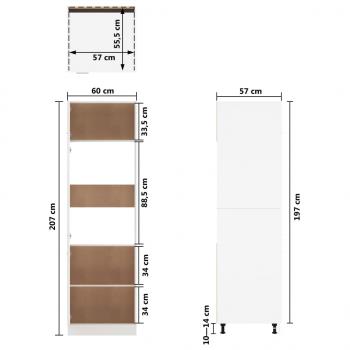 Kühlumbauschrank Grau Sonoma 60x57x207 cm Holzwerkstoff