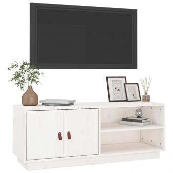 TV-Schrank Weiß 105x34x40 cm Massivholz Kiefer