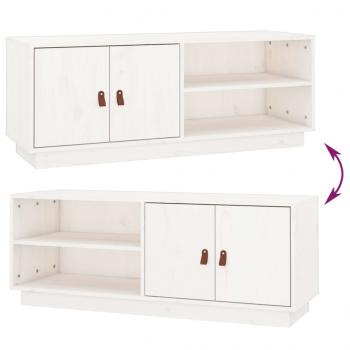 TV-Schrank Weiß 105x34x40 cm Massivholz Kiefer