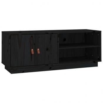 TV-Schrank Schwarz 105x34x40 cm Massivholz Kiefer