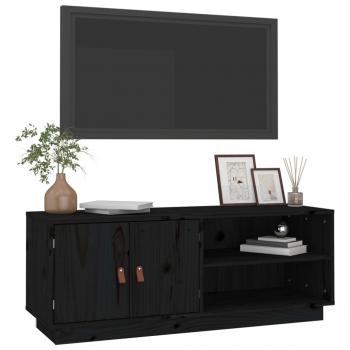 TV-Schrank Schwarz 105x34x40 cm Massivholz Kiefer