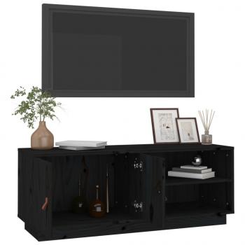 TV-Schrank Schwarz 105x34x40 cm Massivholz Kiefer