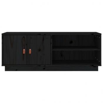 TV-Schrank Schwarz 105x34x40 cm Massivholz Kiefer