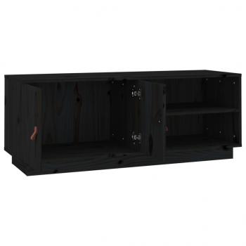 TV-Schrank Schwarz 105x34x40 cm Massivholz Kiefer