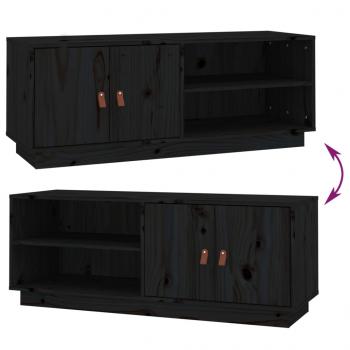 TV-Schrank Schwarz 105x34x40 cm Massivholz Kiefer