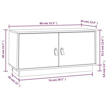 TV-Schrank Grau 80x34x40 cm Massivholz Kiefer