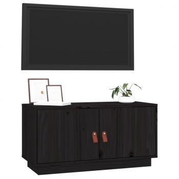 TV-Schrank Schwarz 80x34x40 cm Massivholz Kiefer