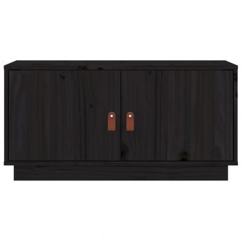 TV-Schrank Schwarz 80x34x40 cm Massivholz Kiefer