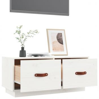 TV-Schrank Weiß 80x34x35 cm Massivholz Kiefer