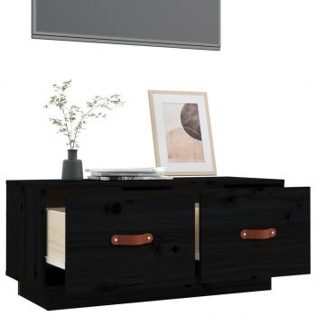 TV-Schrank Schwarz 80x34x35 cm Massivholz Kiefer